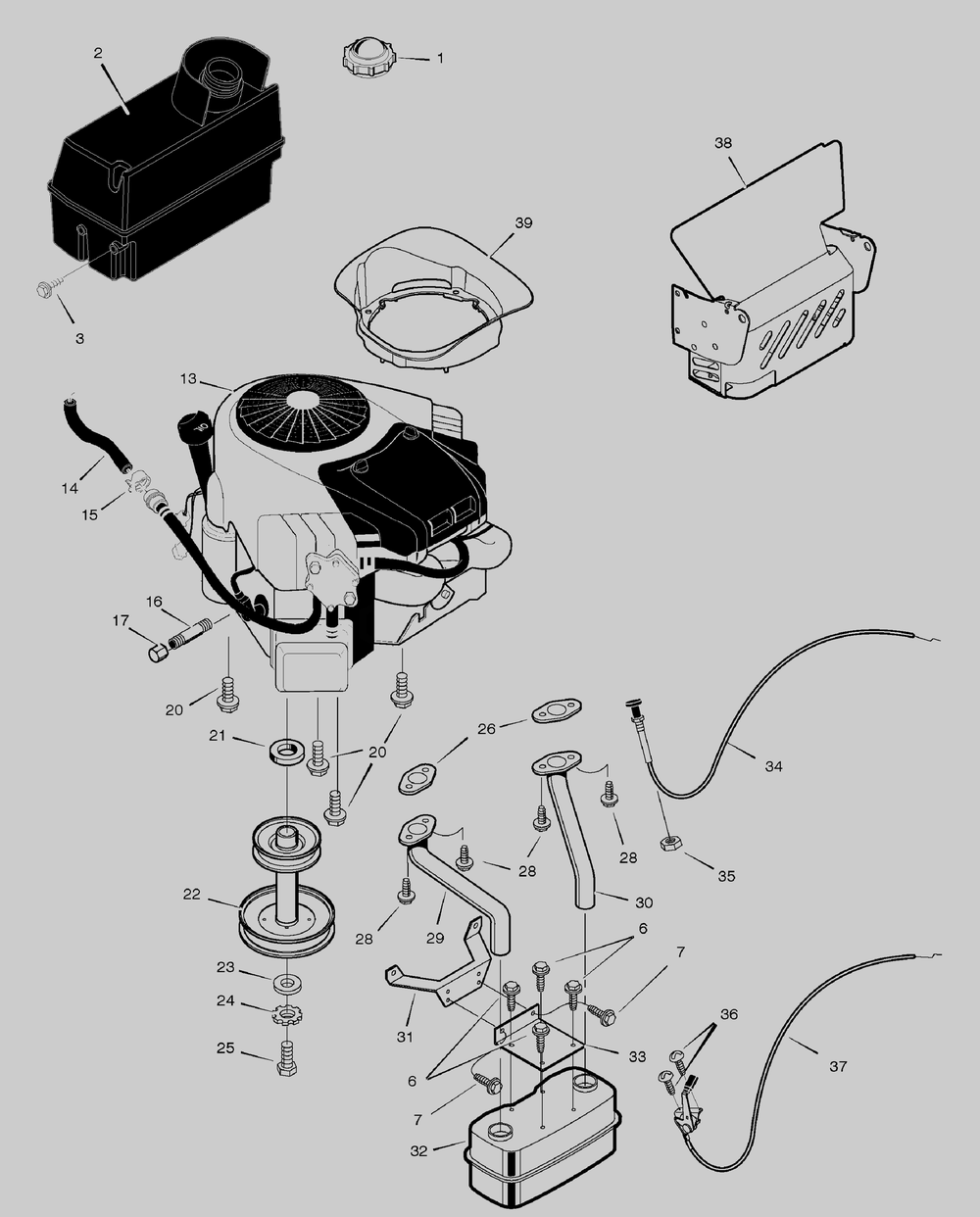 Engine Mount Assembly Diagram and Parts List for 461004X92A 2004 Briggs and Stratton Lawn Tractor
